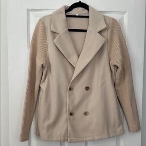 Beige Double-Breasted Blazer